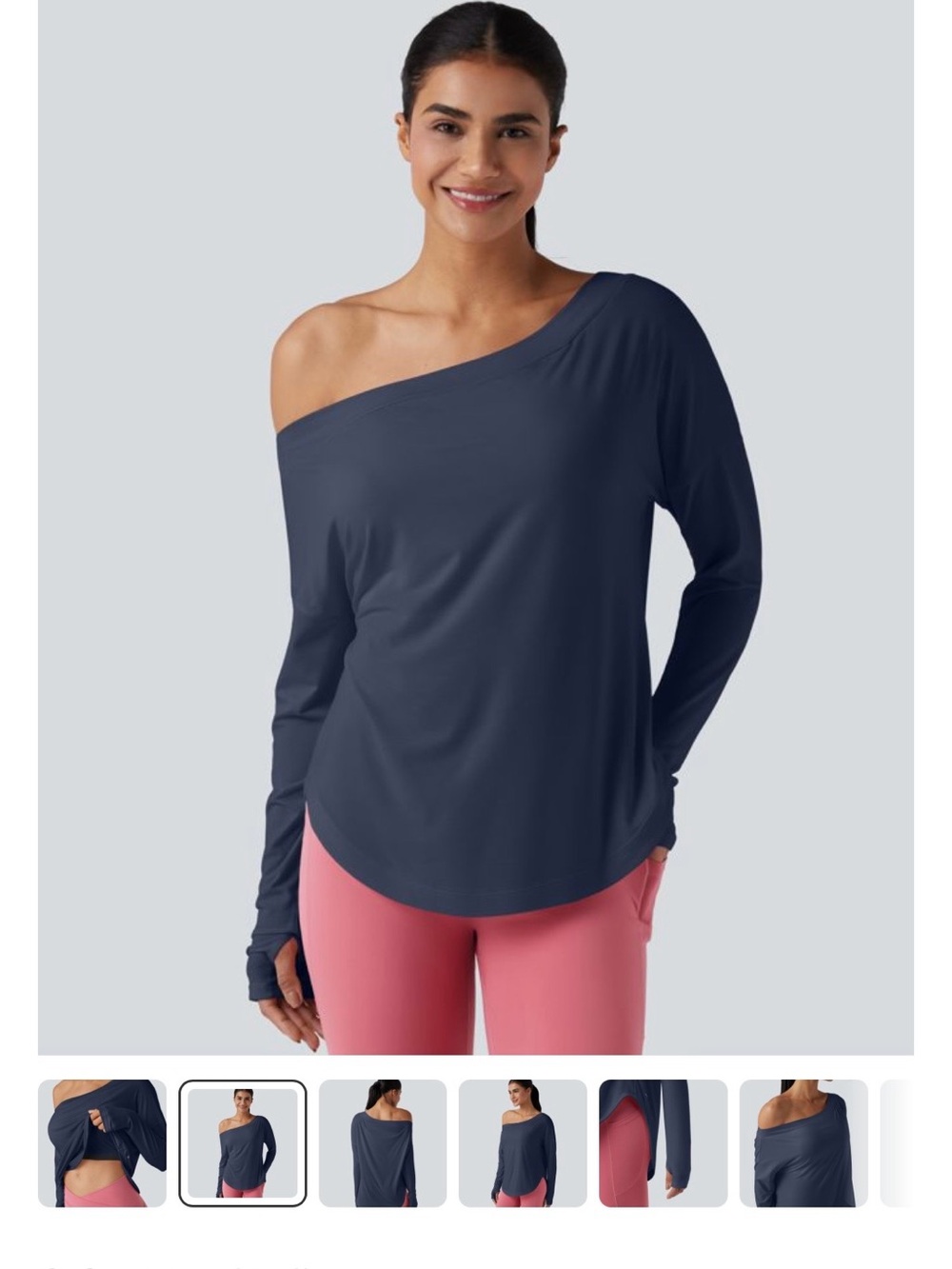 Halara Off-Shoulder Long Sleeve Top w/built in bra.